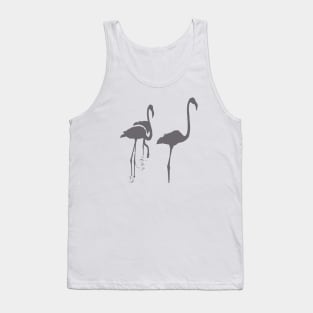 Minimalistic Three Flamingos Grey Silhouette Tank Top